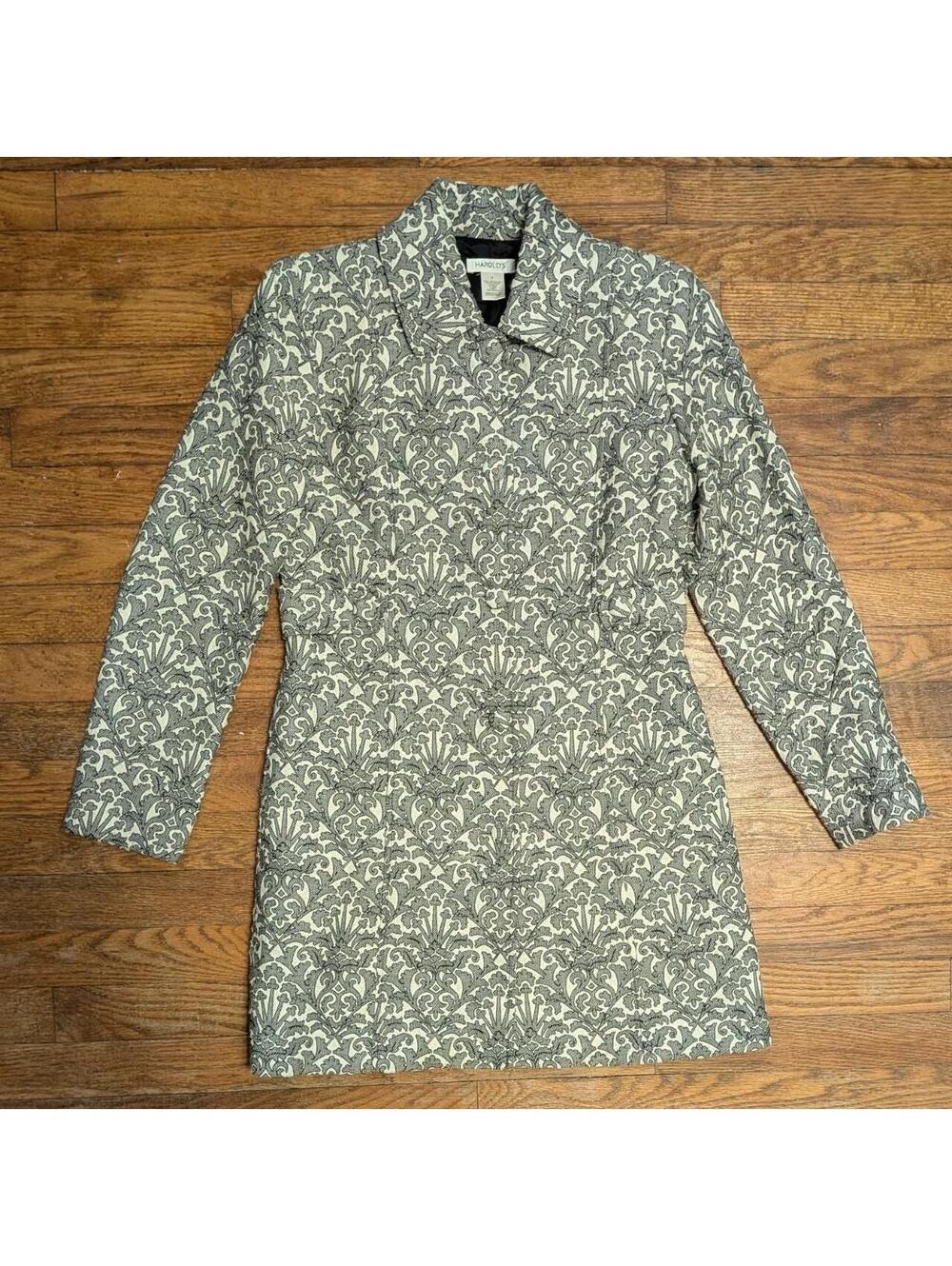 Vintage 90s Y2K Harold's Baroque Tapestry Jacquard Longline Jacket Small